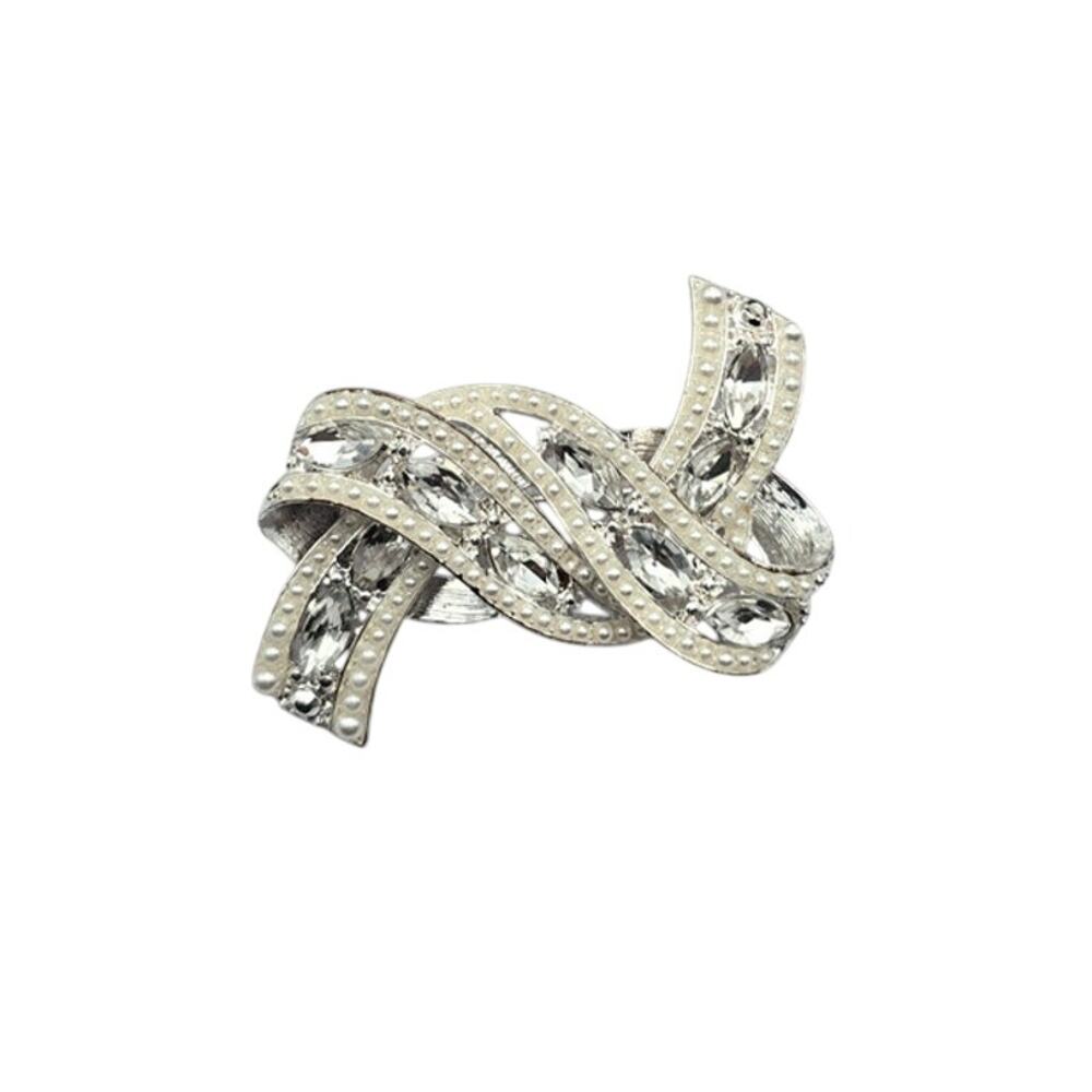Napier Crystal Bow Twist Rhinestone Vintage Mid Century Brooch Pin
